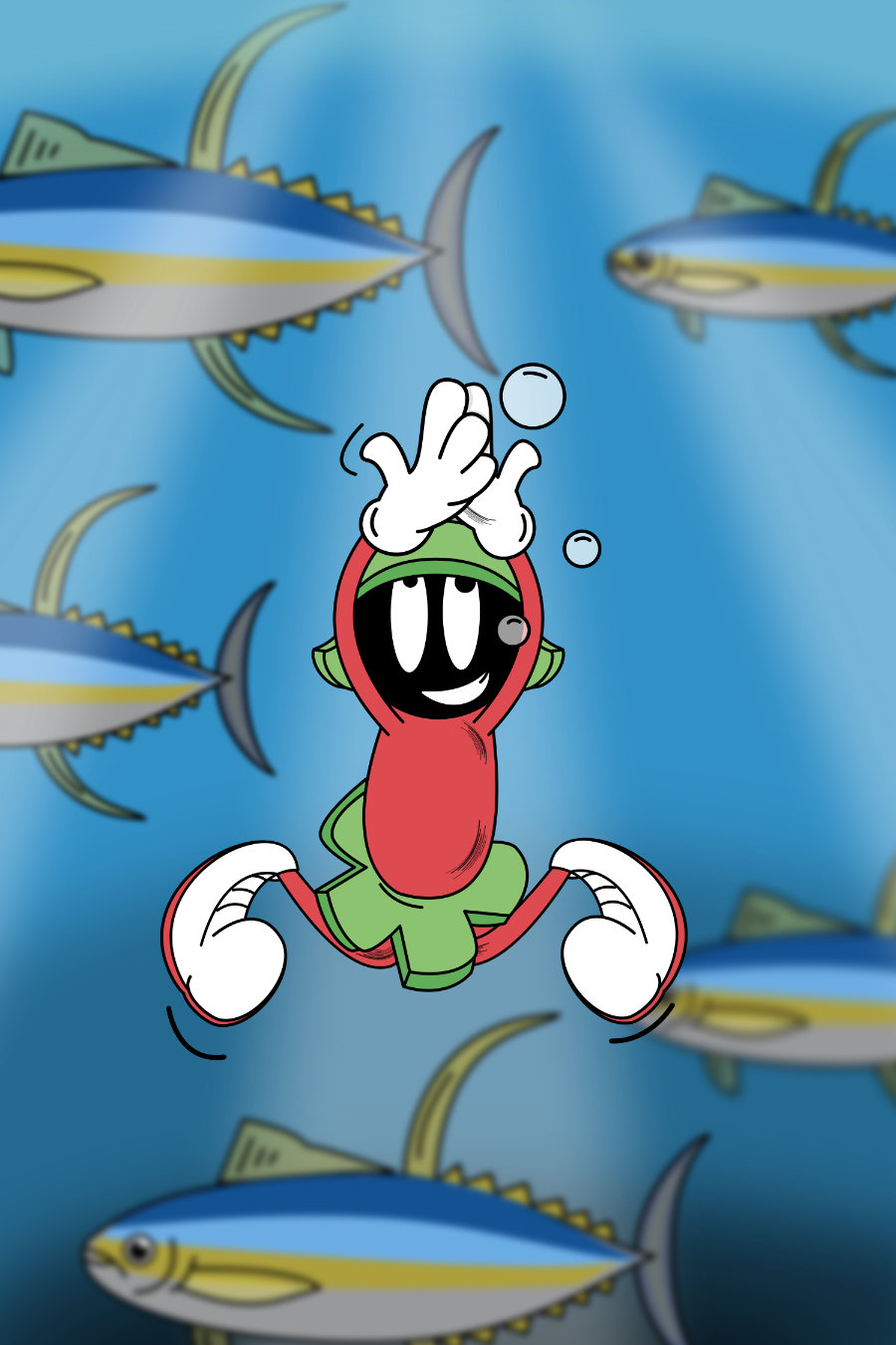 Marvin swimming
